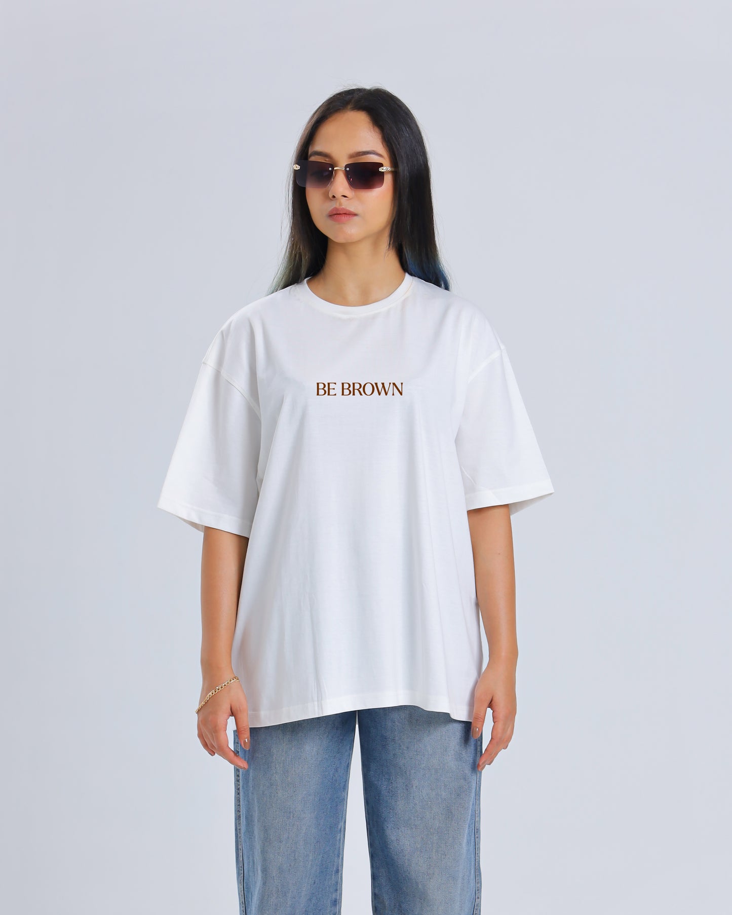 Oversized BeBrown OG White T-Shirt | Unisex