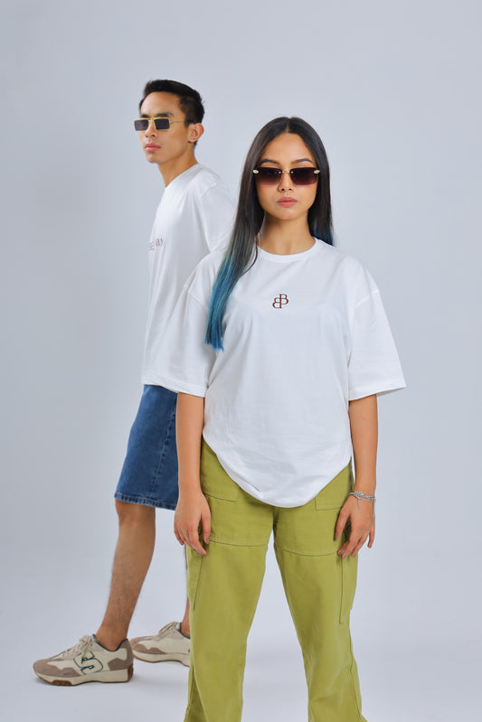 Oversized BeBrown CLUB's White T-Shirt | Unisex